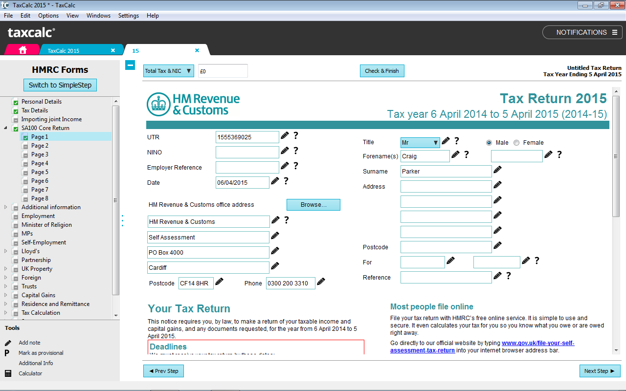 Online Tax Hmrc Online Tax Return